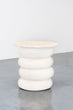 Sculptural Side Table - White / Travertine